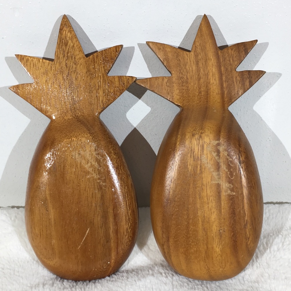 Vintage Pineapple Wooden Serving dish - set of 2 - Picture 2 of 8